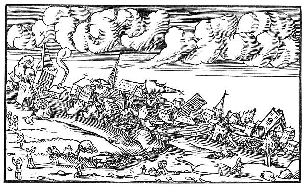 MEDIEVAL EARTHQUAKE, 1550. The aftermath of an earthquake