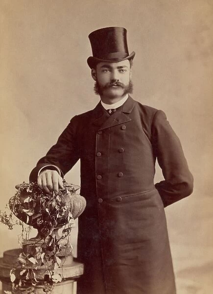 MENs FASHION, 1890. A fashionably attired unidentified American man. Original cabinet photograph