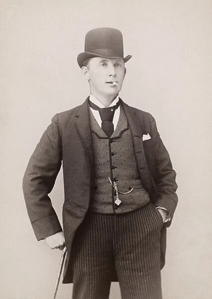 MENs FASHION, c1890. Original cabinet photograph of the American actor Charles S