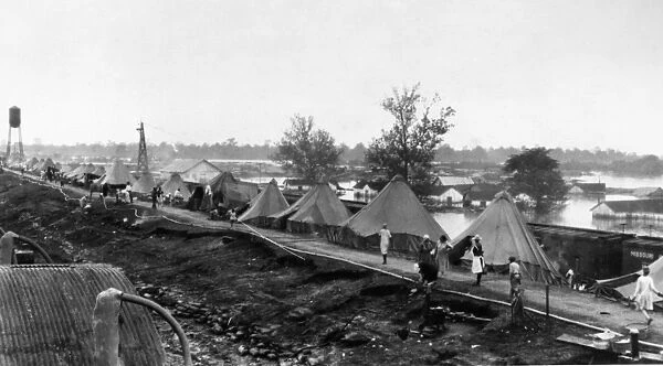 MISSISSIPPI FLOOD, 1927. Refugee camp on high ground at Arkansas City, Arkansas