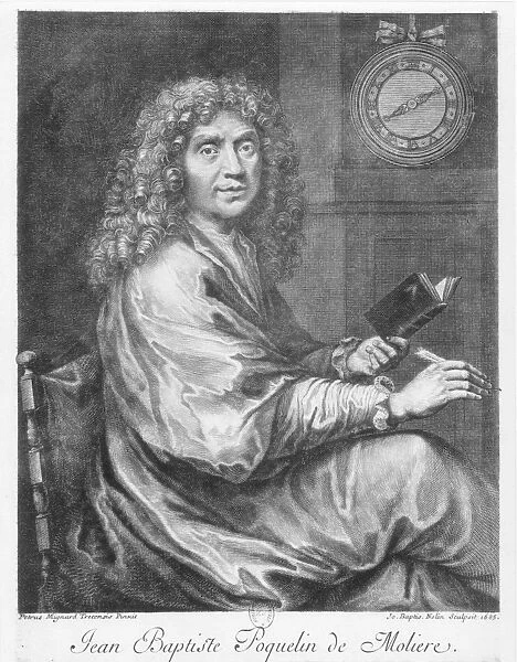 MOLIERE (1622-1673). Pseudonym of Jean Baptiste Poquelin. French actor and playwright. Copper engraving, 1685, after Pierre Mignard