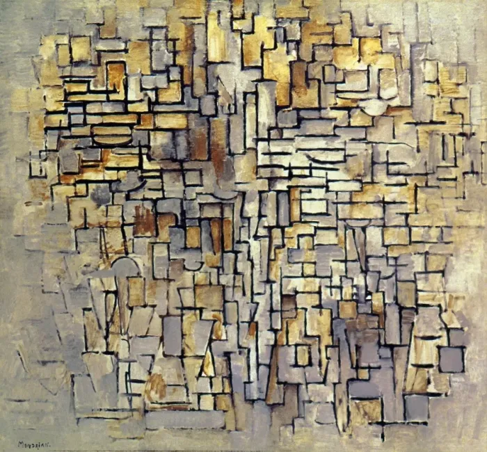 Framed Print : Mondrian's Composition VII Print, 1913 Oil on Canvas Reproduction Framed Print : Mondrian's Composition VII Print, 1913 Oil on Canvas Reproduction