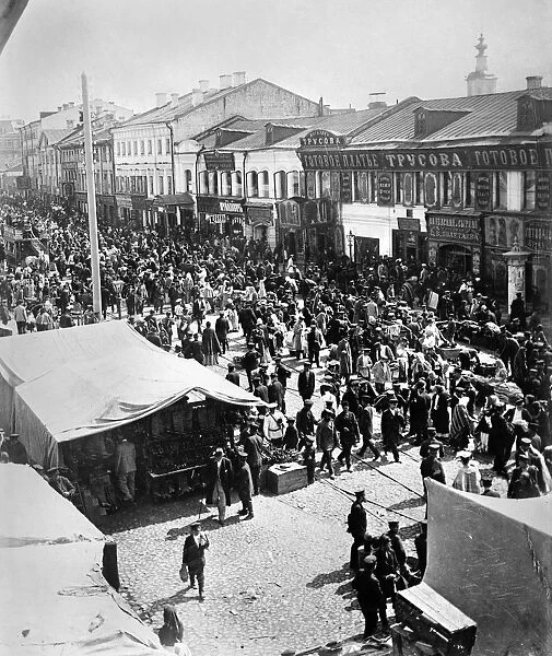 MOSCOW: MARKET. The crowded Jewish Sunday market, Moscow, Russia. Photograph, n. d