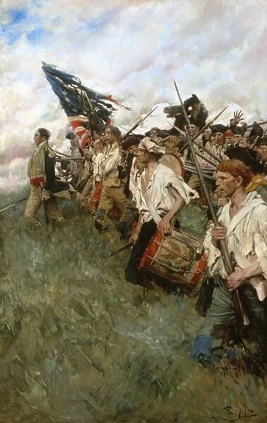 The Nation Makers. Depicts the Battle of Brandywine of 1777 during the Revolutionary War. Oil on canvas by Howard Pyle, 1906