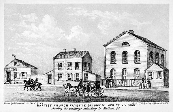 NEW YORK: BAPTIST CHURCH. Baptist Church on Fayette Street (now Oliver Street) New York