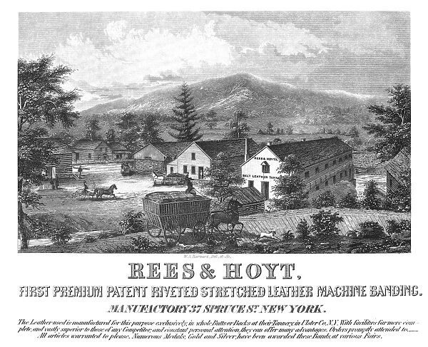NEW YORK: TANNERY, c1835. Rees & Hoyt Leather Manufactory at Ulster County, New York. Steel engraving, c1835