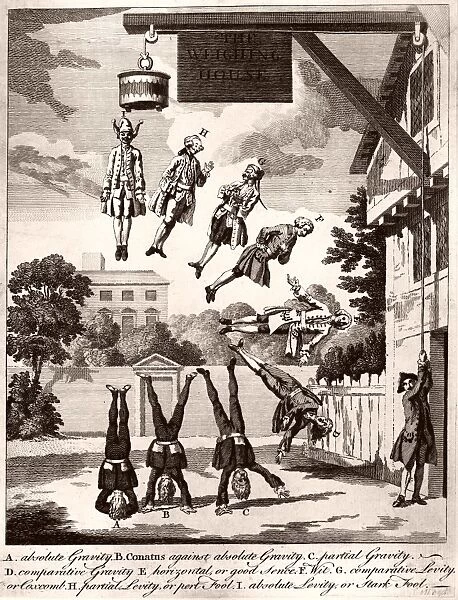 NEWTON: CARTOON, 1763. Caricature satirizing Sir Isaac #7561185