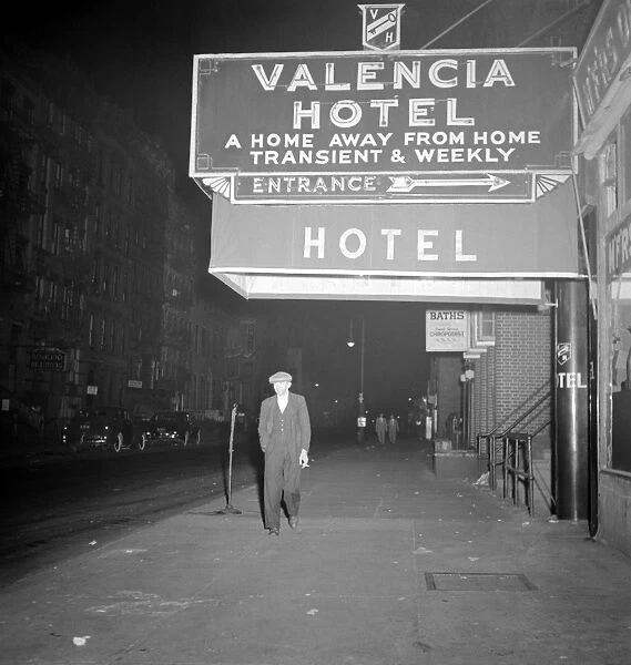 NYC: BOWERY, 1942. A hotel on the Bowery in New York City. Photograph by Marjory Collins