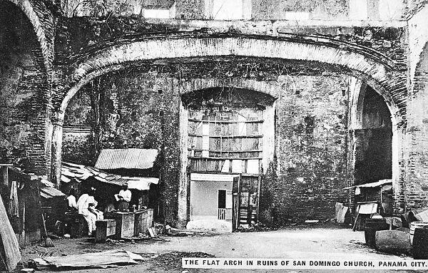 PANAMA CITY, c1910. Scene at the flat arch of San Domingo Church in Panama City, Panama
