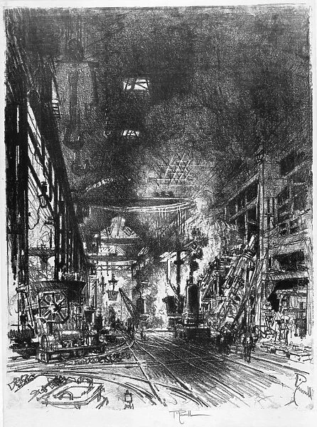 PENNELL: FURNACES, 1916. Within the furnaces. Munitions production in England