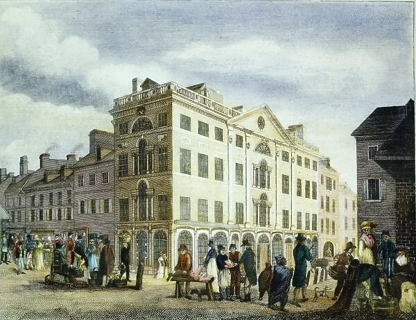 PHILADELPHIA, 1799. South East Corner of Third and Market Streets, Philadelphia: colored engraving, 1799, by William Birch & Son