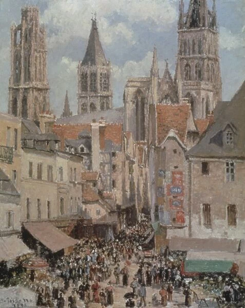 PISSARRO: MARKET, 1898. Camille Pissarro: Old Market at Rouen. Oil on canvas, 1898