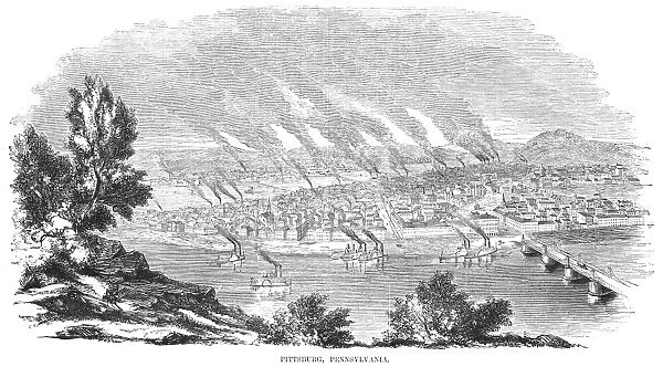 PITTSBURGH, 1855. View of the city of Pittsburgh, Pennsylvania. Wood engraving, American, 1855