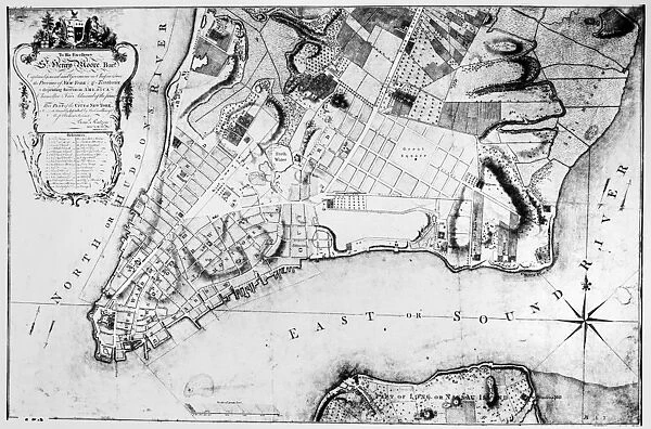 Plan of the City of New York, surveyed in 1767 by Bernard Ratzer, and inscribed by Ratzer to Henry Moore. The map also shows a small part of Long or Nassau Island, present day Brooklyn