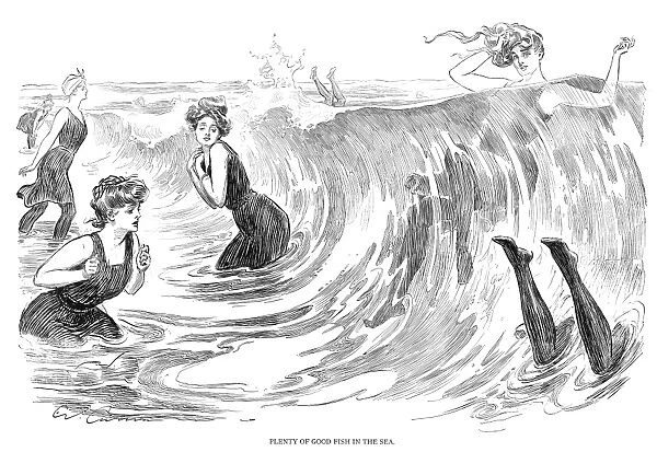 Plenty of good fish in the sea. Pen-and-ink drawing, by Charles Dana Gibson (1867-1944)