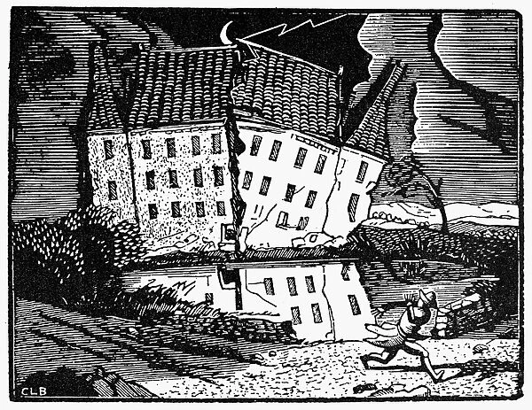 POE: HOUSE OF USHER. Woodcut by Constant le Breton for a 20th century edition of Edgar Allan Poes The Fall of the House of Usher, first published in 1839