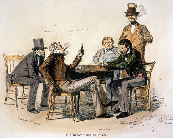 A poker game at a tavern in Georgia, 1840s. Drawing by Arthur Burdett Frost, 1884