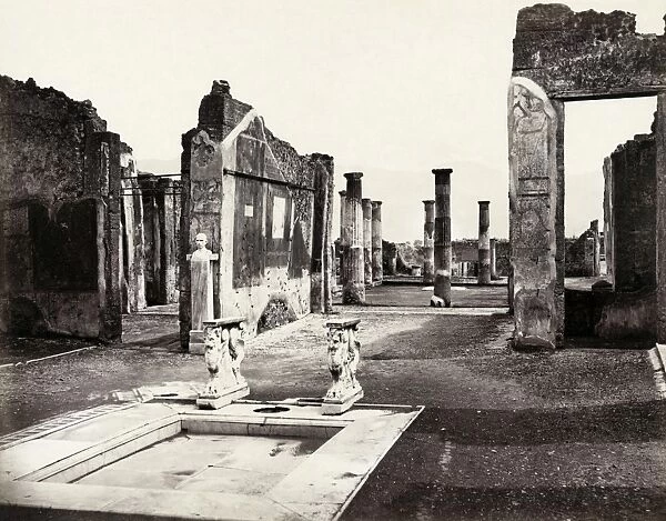 POMPEII: RUINS, c1875. Ruins of the house of Cornelius Rufus at Pompeii, Italy
