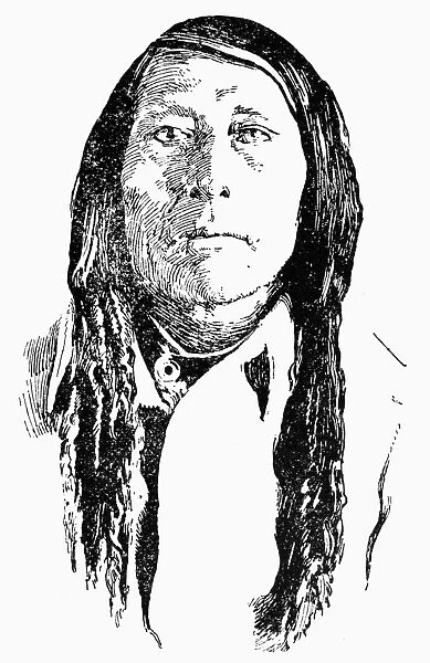 POUNDMAKER (c1842-1886). Canadian Cree chief. Line drawing by Charles W. Jefferys
