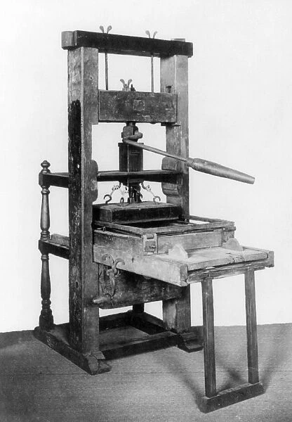 PRINTING PRESS, 1639. The first printing press brought to colonial America in 1639