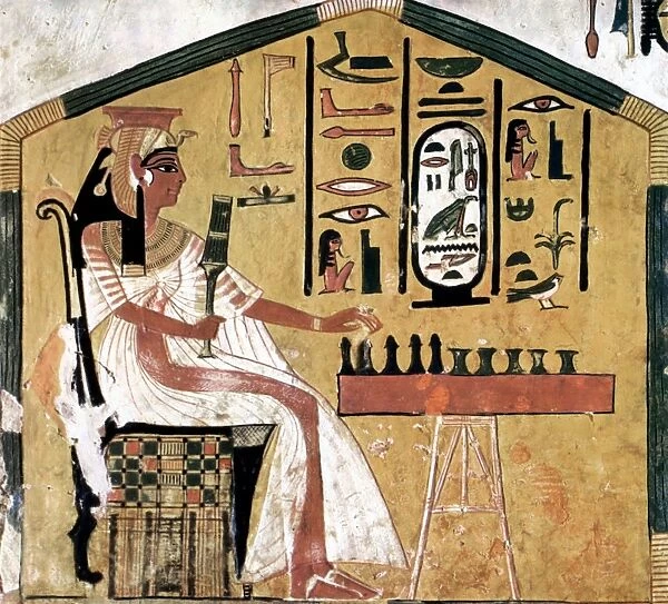 Queen Nefertari playing chess: fresco from the tomb of Nefertari, Thebes, 13th century B. C