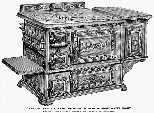 RANSOM RANGE, 1875. An American cast-iron stove, 1875