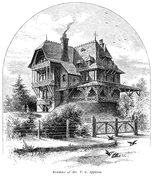 RHODE ISLAND: VILLA, 1876. A Newport, Rhode Island, villa and residence of Mr. T. G. Appleton. Wood engraving, c1876