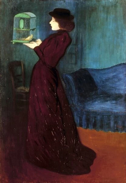 RIPPLE-RONAI: WOMAN, 1892. Woman at a Cage. Oil on canvas by Jozef Ripple-Ronai, 1892