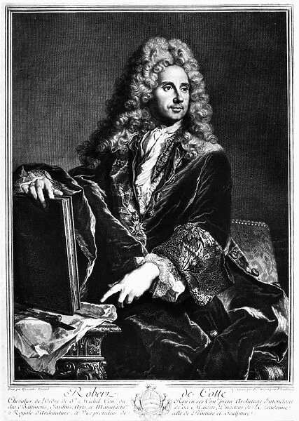 ROBERT DE COTTE (1657-1735). French architect and urban planner. Stipple engraving after a painting by Hyacinthe Rigaud (1659-1743)