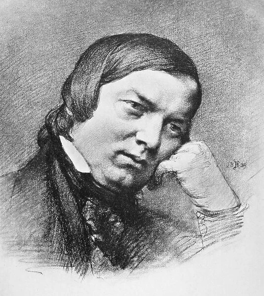 ROBERT SCHUMANN (1810-1856). German composer. Drawing by Edouard Bendemann (1811-1889)