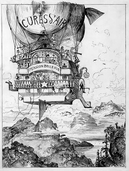 ROBIDA: FLYING HOSPITAL. Patients aboard a the airship Cure d air, from the futuristic