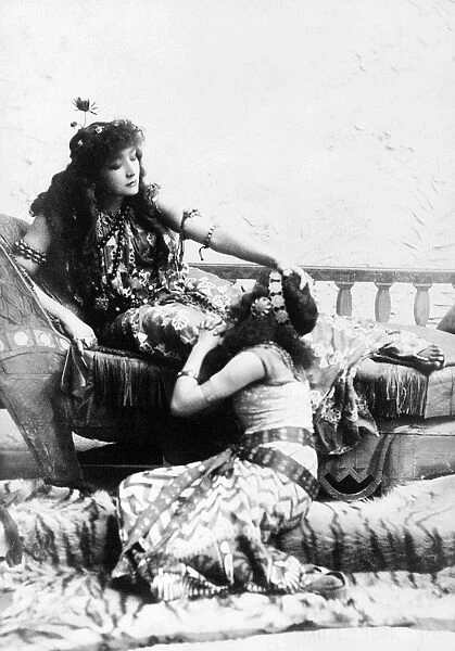 SARAH BERNHARDT (1844-1923). French actress. Bernhardt in the role of Cleopatra. Photograph by Napoleon Sarony in c1891