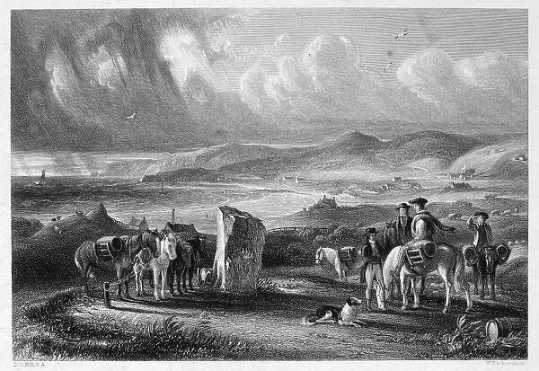 SCOTLAND: CARRICK, c1840. Shanter farm and bay, Carrick, Scotland. Steel engraving, Scottish, c1840, after David Octavius Hill