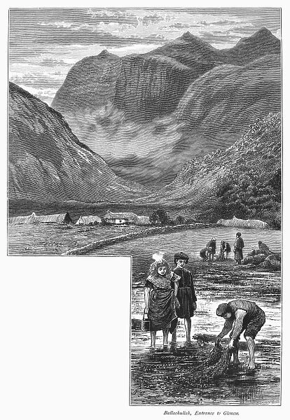 SCOTLAND: GLENCOE. View of the entrance to the valley of Glencoe in the Scottish Highlands, from the village of Ballachulish, on Loch Leven. Wood engraving, c1875, by Edward Whymper after Townley Green