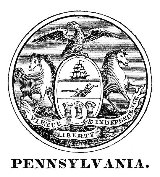 The seal of Pennsylvania, one of the original Thirteen States, at the time of the American Revolution