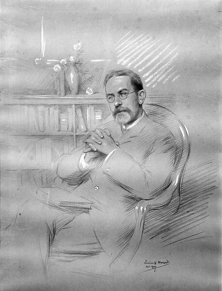 SIR JAMES GEORGE FRAZER (1854-1941). Scottish anthropologist. Crayon drawing, 1907