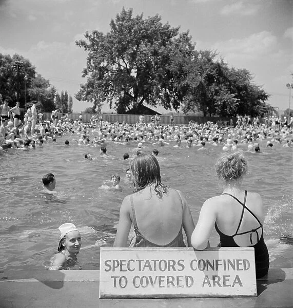 SWIMMING POOL, 1942. Bathers at the municipal pool in Washington D