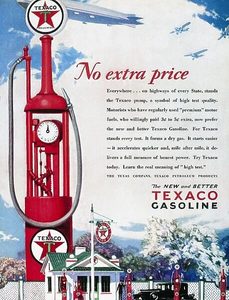 TEXACO ADVERTISEMENT, 1929. American magazine advertisement for Texaco gasoline, 1929