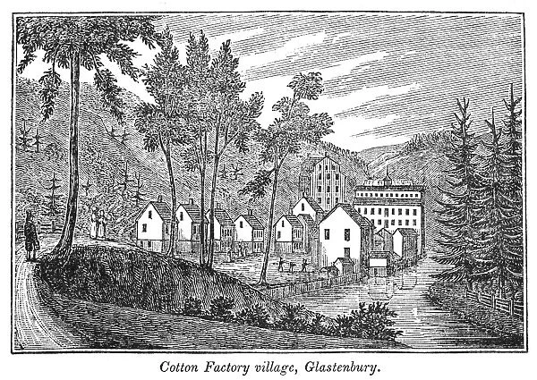 TEXTILE MILL, 1837. The Hartford Manufacturing Company. Cotton factory at Glastonbury, Connecticut. Wood engraving, 1837