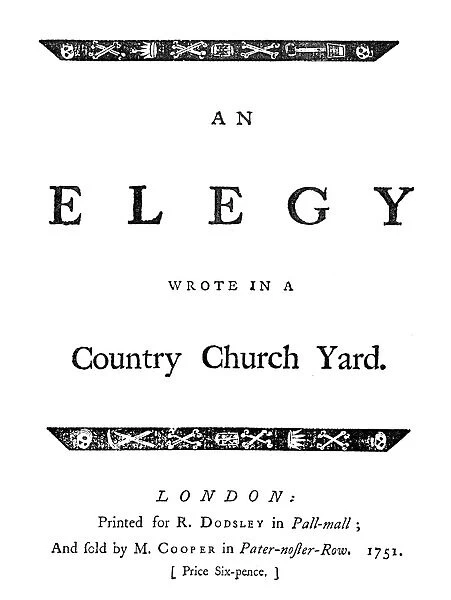 THOMAS GRAY: ELEGY, 1751. Title-page to the first issue of the first edition of