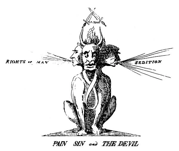 THOMAS PAINE (1737-1809). Anglo-American political philosopher and writer. English cartoon