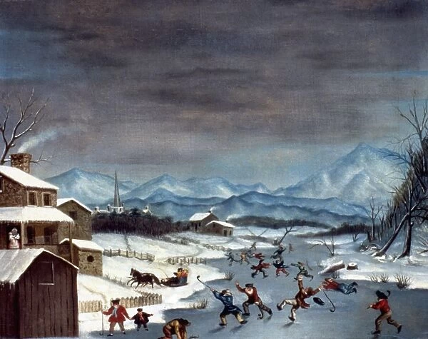 TOOLE: SKATING, 1835. J. Toole: Skating Scene. Oil, c1835