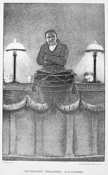 TROLLOPE: METHODIST. Methodist Preacher Baltimore. Lithograph illustration, 1832