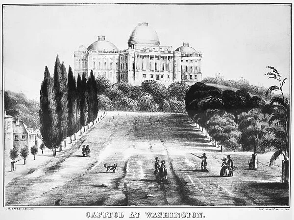 U. S. CAPITOL, 1835. West front of the United States Capitol. Lithograph by J. Baillie