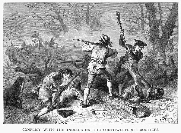 U. S. COLONIES: FRONTIER. Conflict with the Indians on the Southwestern Frontier. Wood engraving after Felix O. C. Darley (1821-1888)
