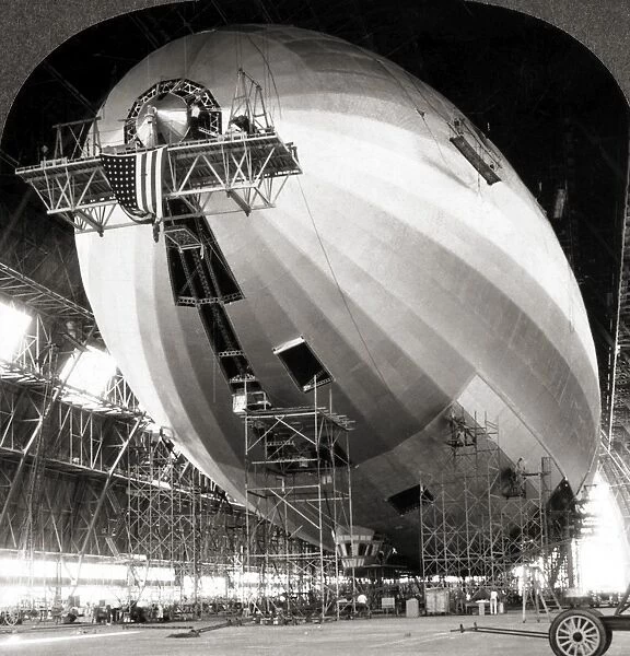 USS AKRON CONSTRUCTION. The USS Akron (ZRS-4) photographed in its shed in Akron, Ohio, 29 July 1931