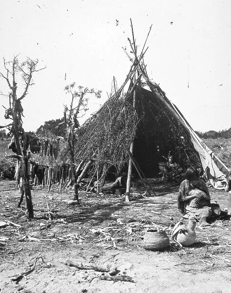 UTE DWELLING, c1873. The home of Tavaputs, head chief of the Utes, in the Uintah Valley