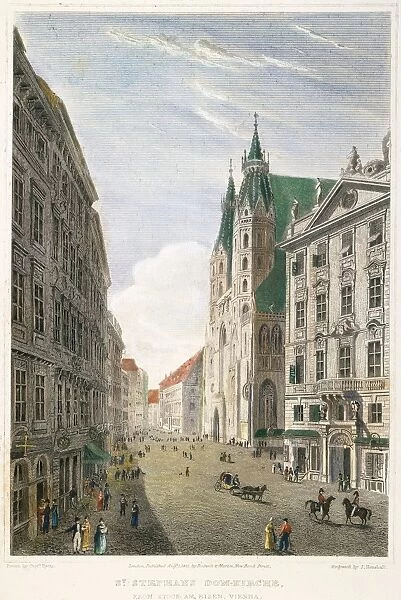 VIENNA: ST STEPHEN S, 1822. Saint Stephens Cathedral, Vienna, Austria. Steel engraving, English, 1822, after a drawing by Robert Batty