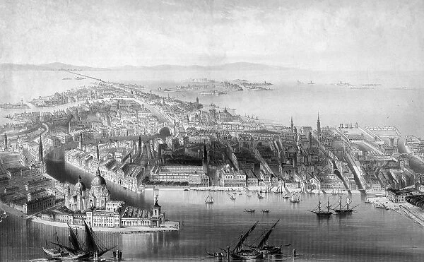 VIEW OF VENICE, c1850. Aerial view of Venice, Italy. Steel engraving, c1850, by Albert Henry Payne