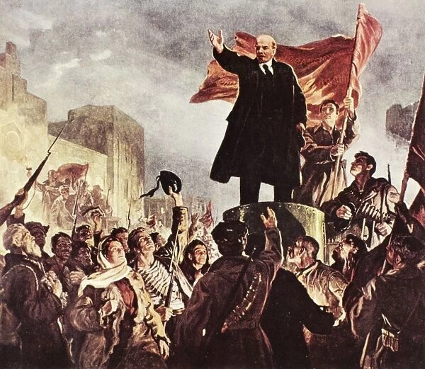 VLADIMIR LENIN (1870-1924). Vladimir Ilich Ulyanov Lenin. Russian Communist leader. Lenin Rallying the People. Oil on canvas by Irakliy Toidze
